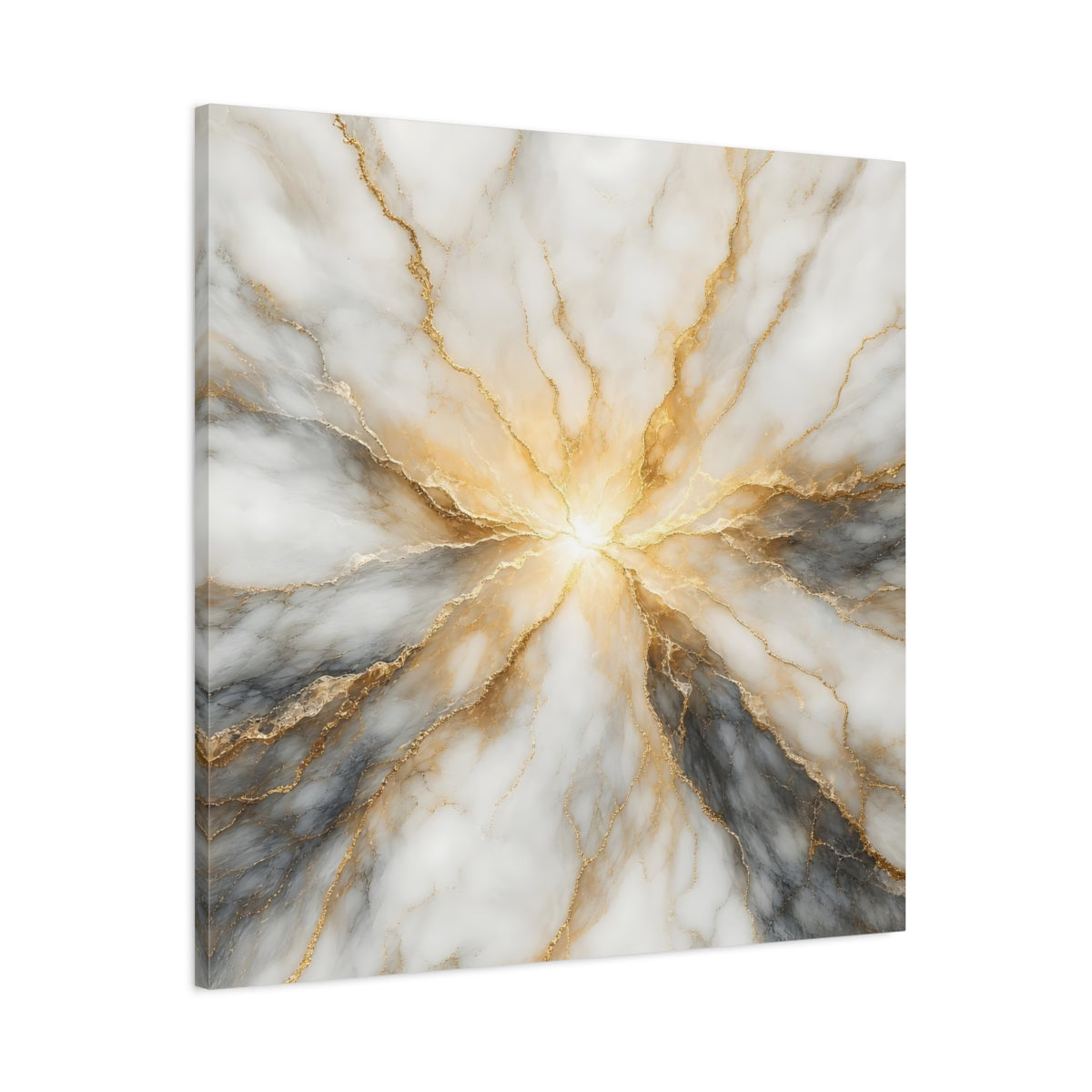 Main Mockup. Abstract Marble Texture White Gold Marble shown as stretched canvas wall art