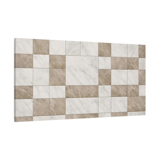 Main Mockup. Abstract Marble Tiles Brown White Marble shown as stretched canvas wall art