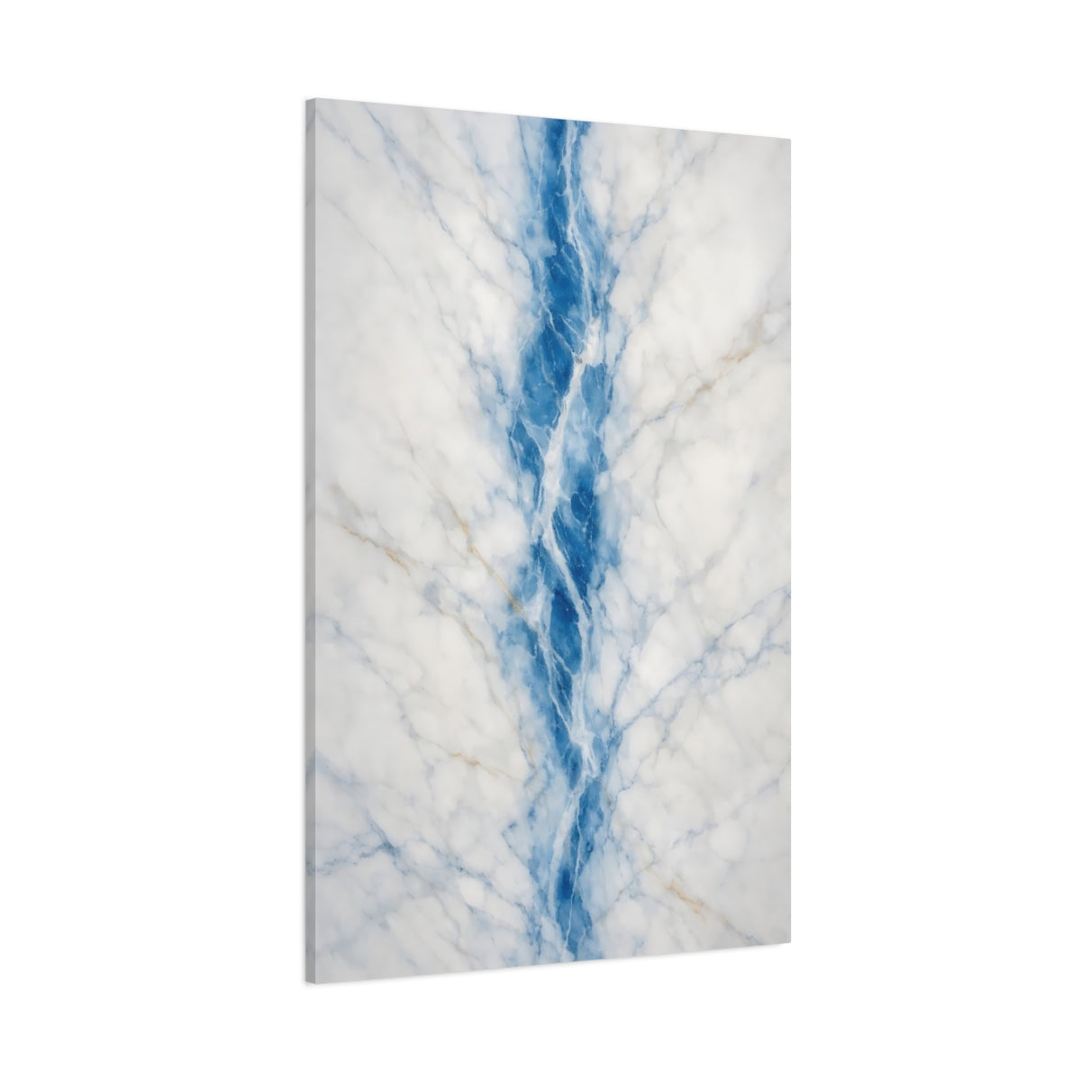 Main Mockup. Abstract Marble Vein Blue Marble shown as stretched canvas wall art