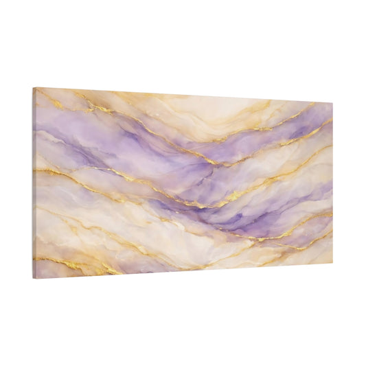 Main Mockup. Abstract Marble Veins Purple And Gold shown as stretched canvas wall art