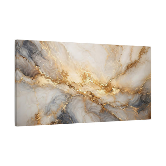 Main Mockup. Abstract Marble Veins White Gold Marble shown as stretched canvas wall art