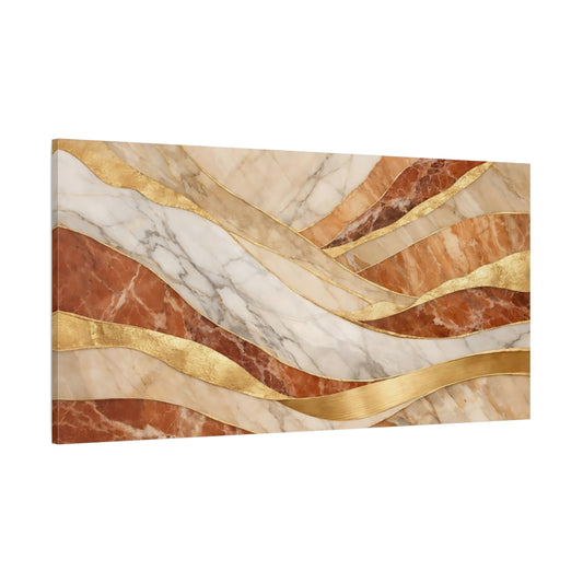 Main Mockup. Abstract Marble Waves Marble Gold Waves shown as stretched canvas wall art