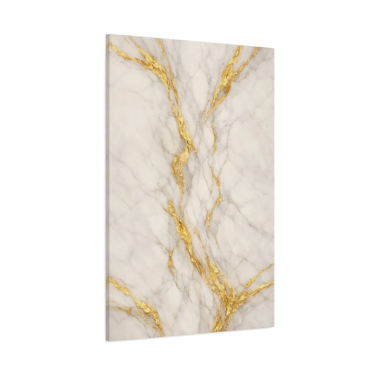 Main Mockup. Abstract Marble White And Gold shown as stretched canvas wall art
