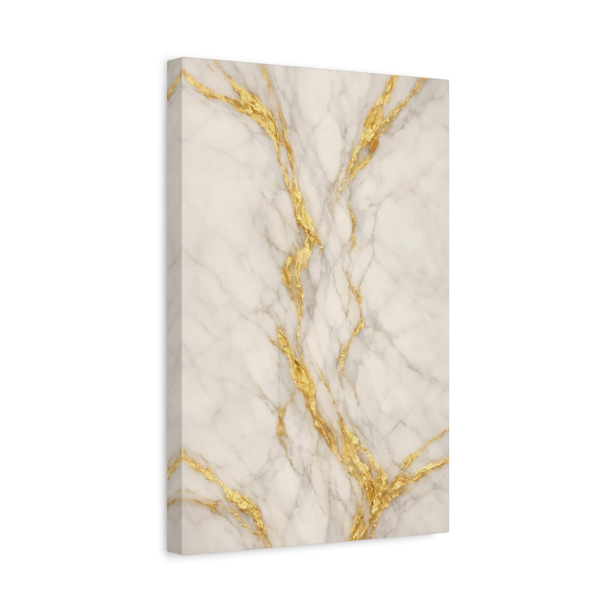 Side Mockup 4. Abstract Marble White And Gold shown as stretched canvas wall art