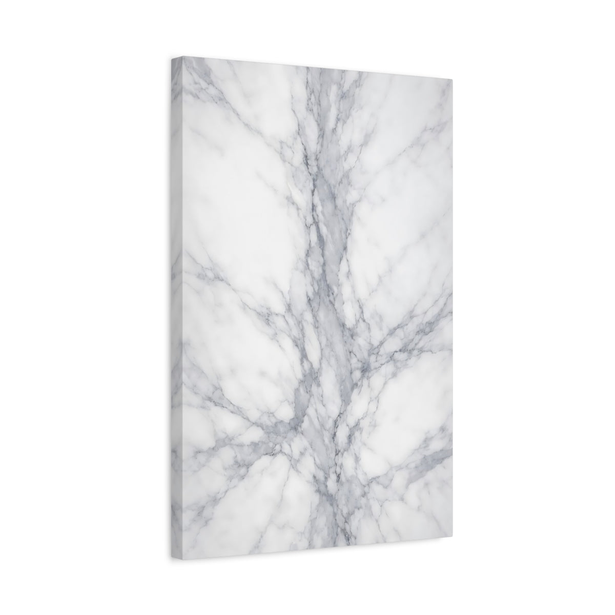 Side Mockup 3. Abstract Marble White And Grey Marble shown as stretched canvas wall art