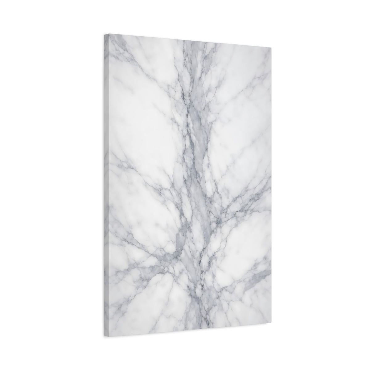 Side Mockup 1. Abstract Marble White And Grey Marble shown as stretched canvas wall art