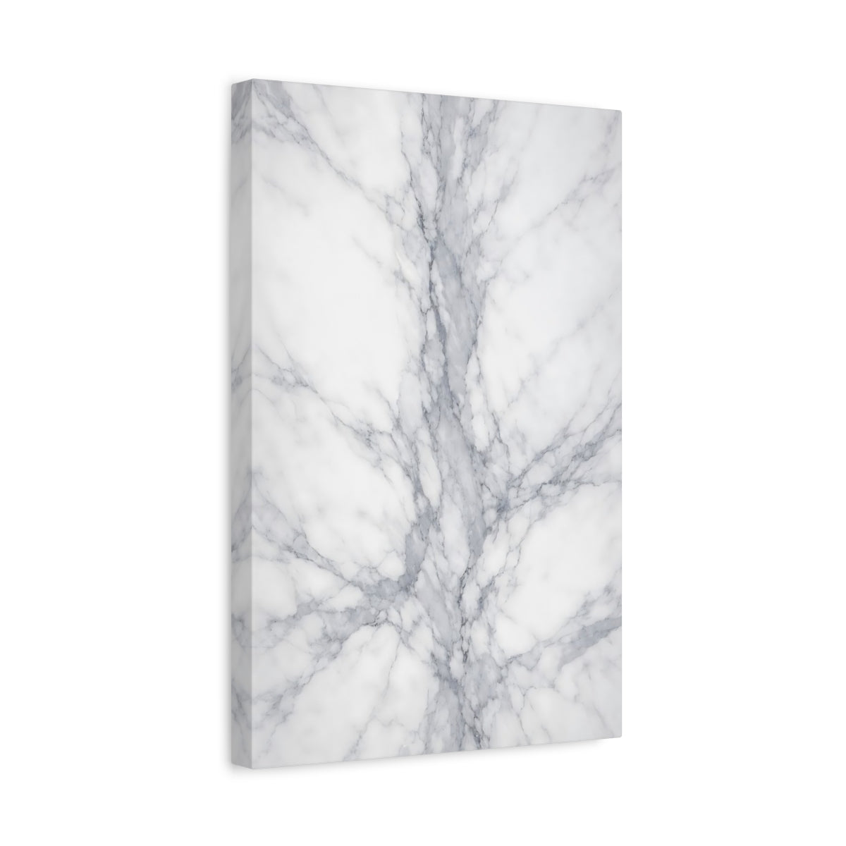 Side Mockup 4. Abstract Marble White And Grey Marble shown as stretched canvas wall art