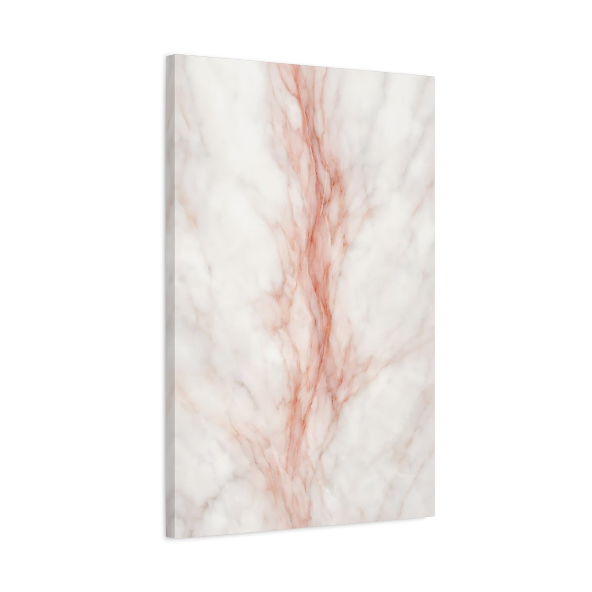 Side Mockup 2. Abstract Marble White And Rose Gold Marble shown as stretched canvas wall art