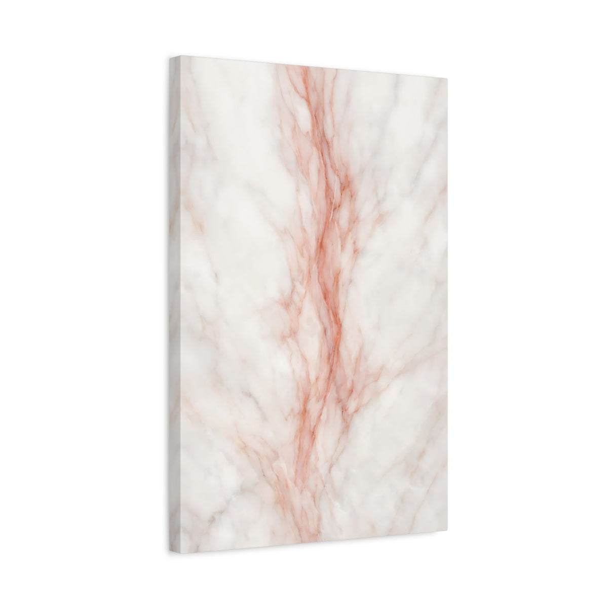 Side Mockup 3. Abstract Marble White And Rose Gold Marble shown as stretched canvas wall art