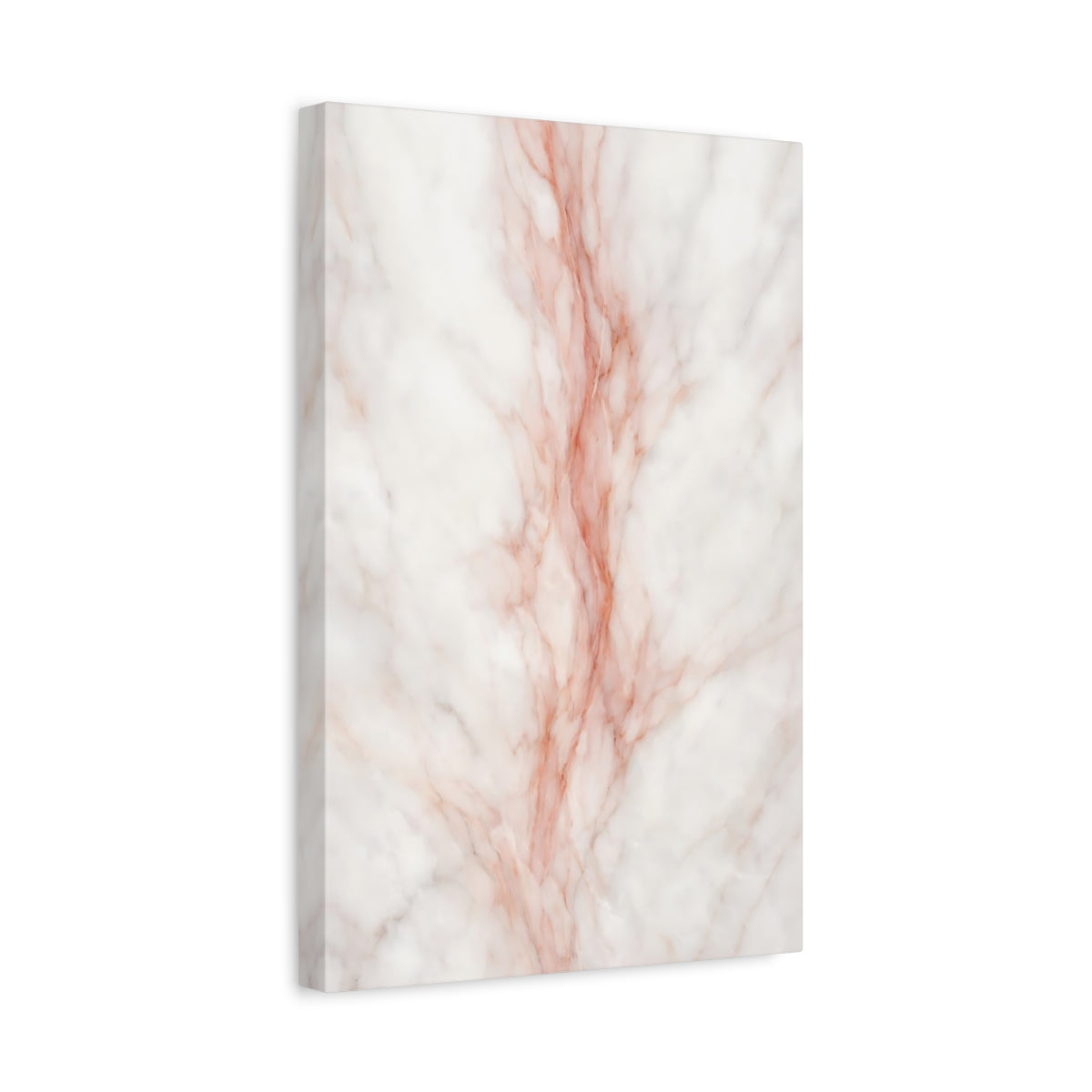 Side Mockup 4. Abstract Marble White And Rose Gold Marble shown as stretched canvas wall art