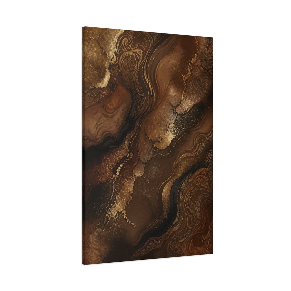 Abstract Marbled Texture Brown And Gold Canvas Wall Art Print – luxury Living Room, Above Sofa - YesArtYes