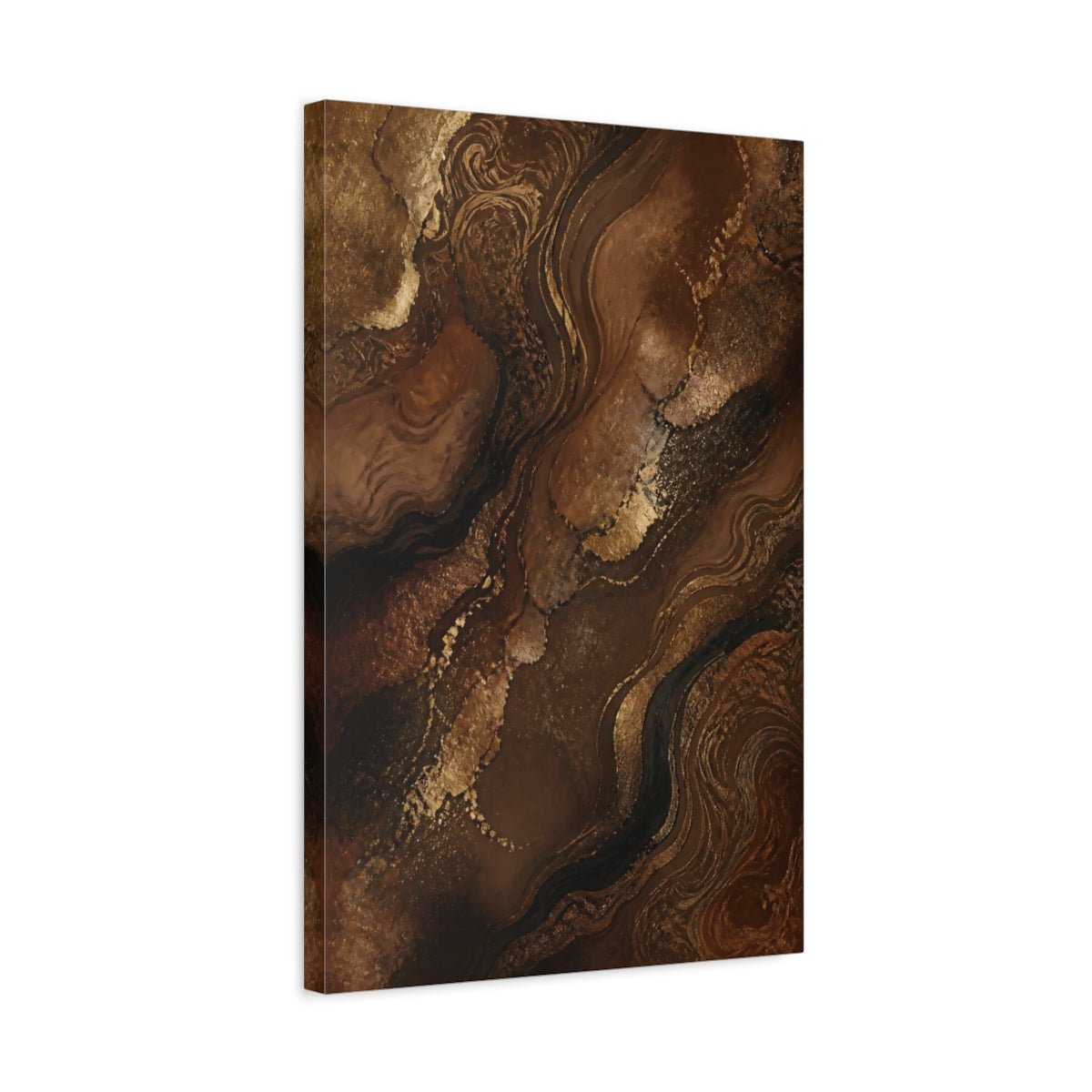 Abstract Marbled Texture Brown And Gold Canvas Wall Art Print – luxury Living Room, Above Sofa - YesArtYes