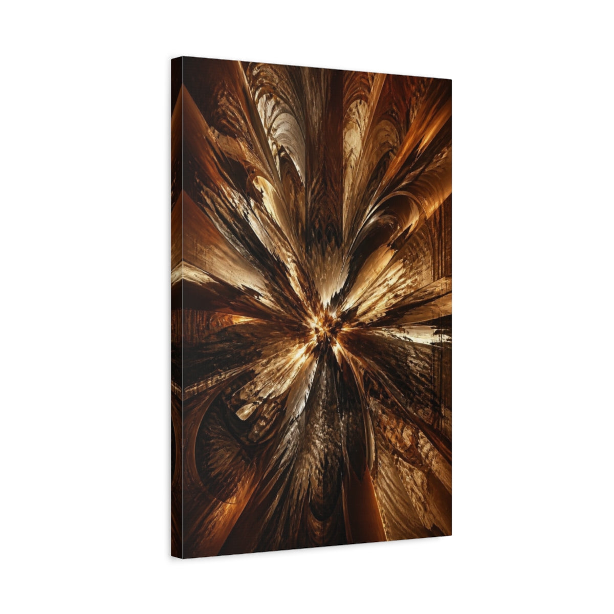 Side Mockup 3. Abstract Metallic Burst shown as canvas print