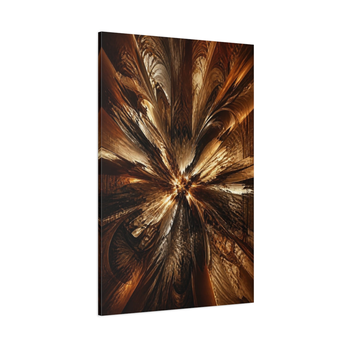 Side Mockup 1. Abstract Metallic Burst shown as canvas print