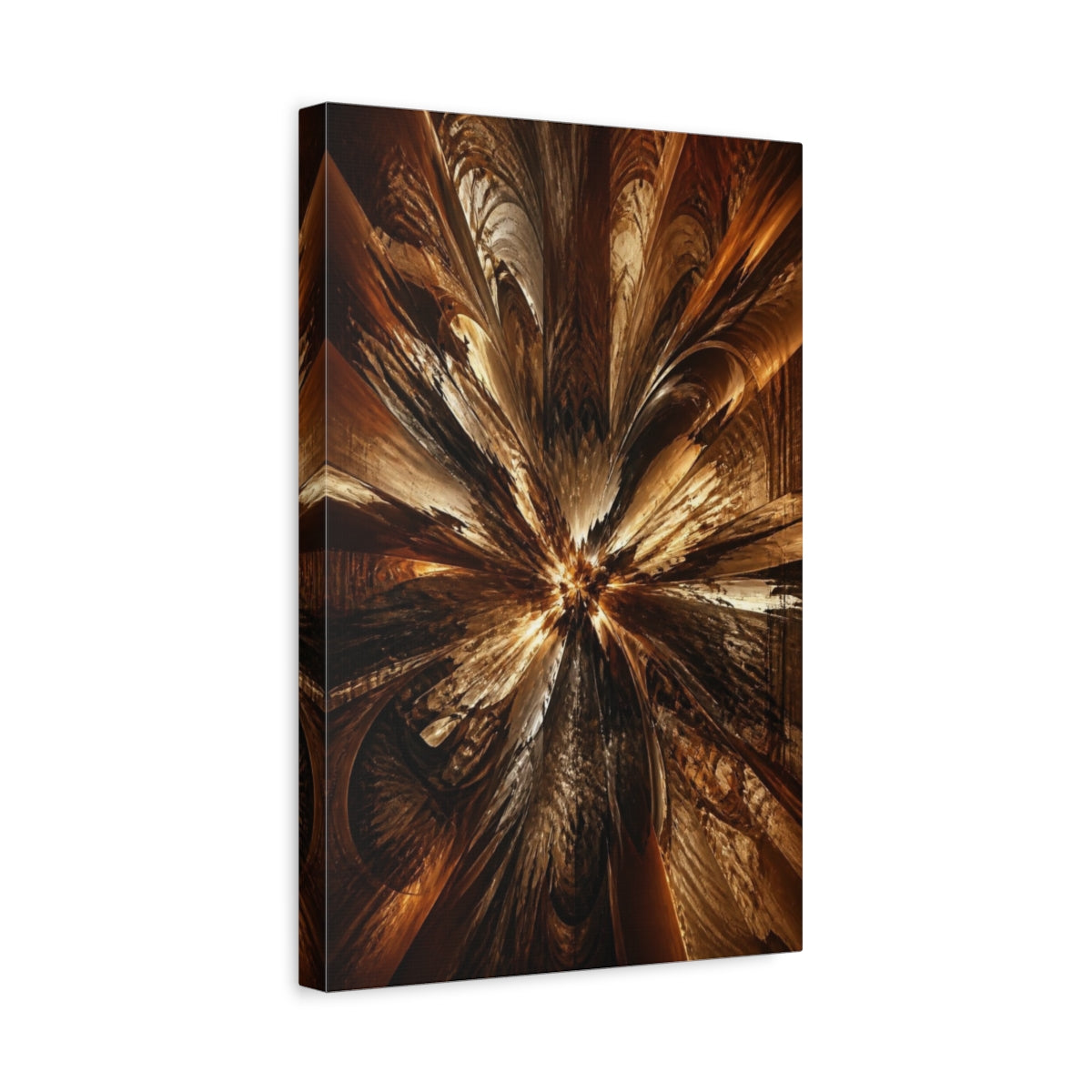 Side Mockup 4. Abstract Metallic Burst shown as canvas print