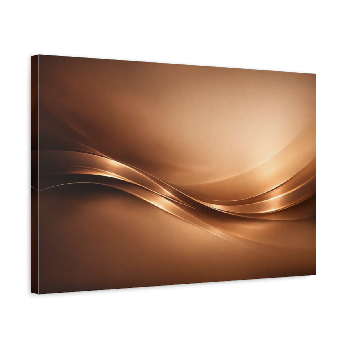 Side Mockup 3. Abstract Metallic Waves Bronze Gold Abstract shown as stretched canvas wall art