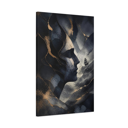 Main Mockup. Abstract Midnight Profile Ship shown as canvas print