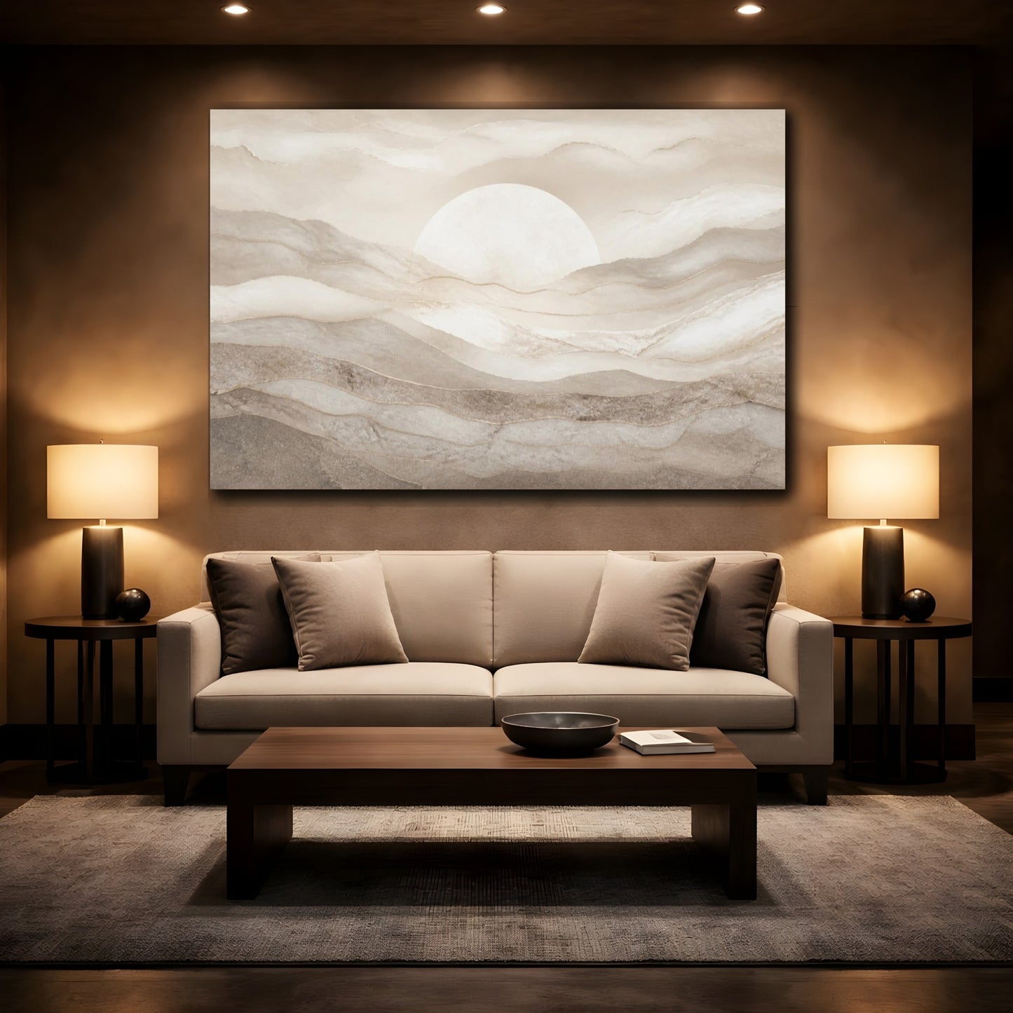 Mockup 2. Abstract Mineral Layers shown as canvas print