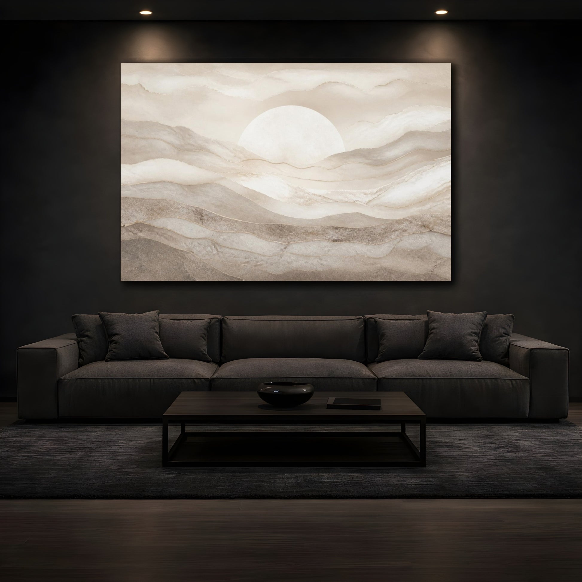 Mockup 3. Abstract Mineral Layers shown as canvas print