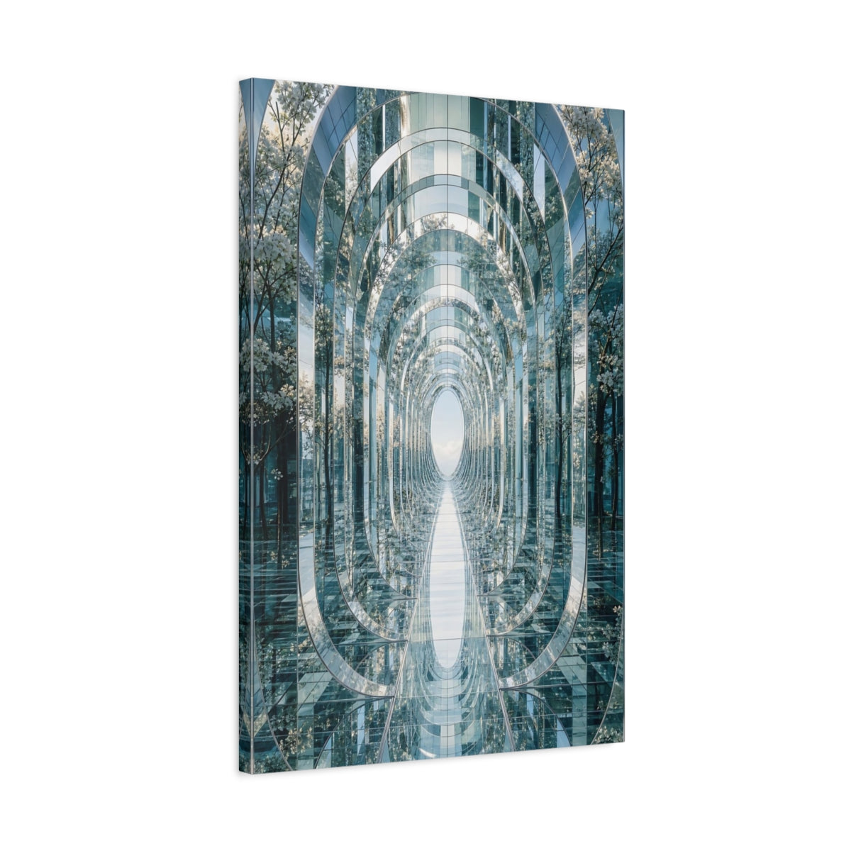 Side Mockup 2. Abstract Mirrored Archway Reflective Archway shown as stretched canvas wall art