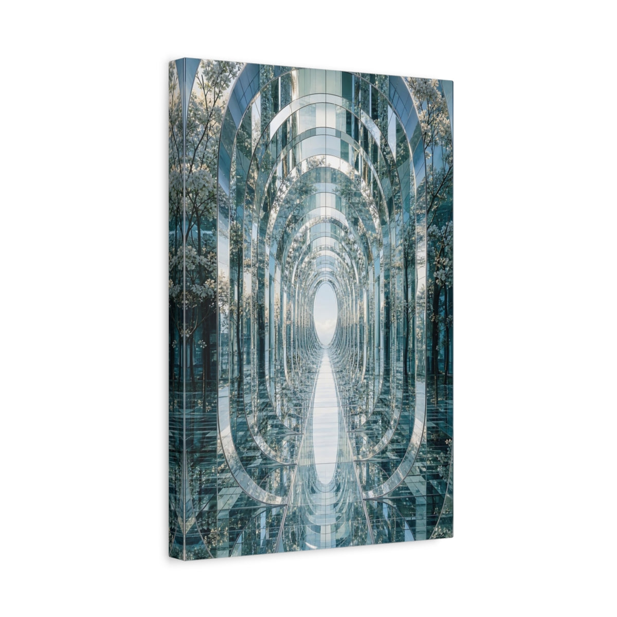Side Mockup 4. Abstract Mirrored Archway Reflective Archway shown as stretched canvas wall art
