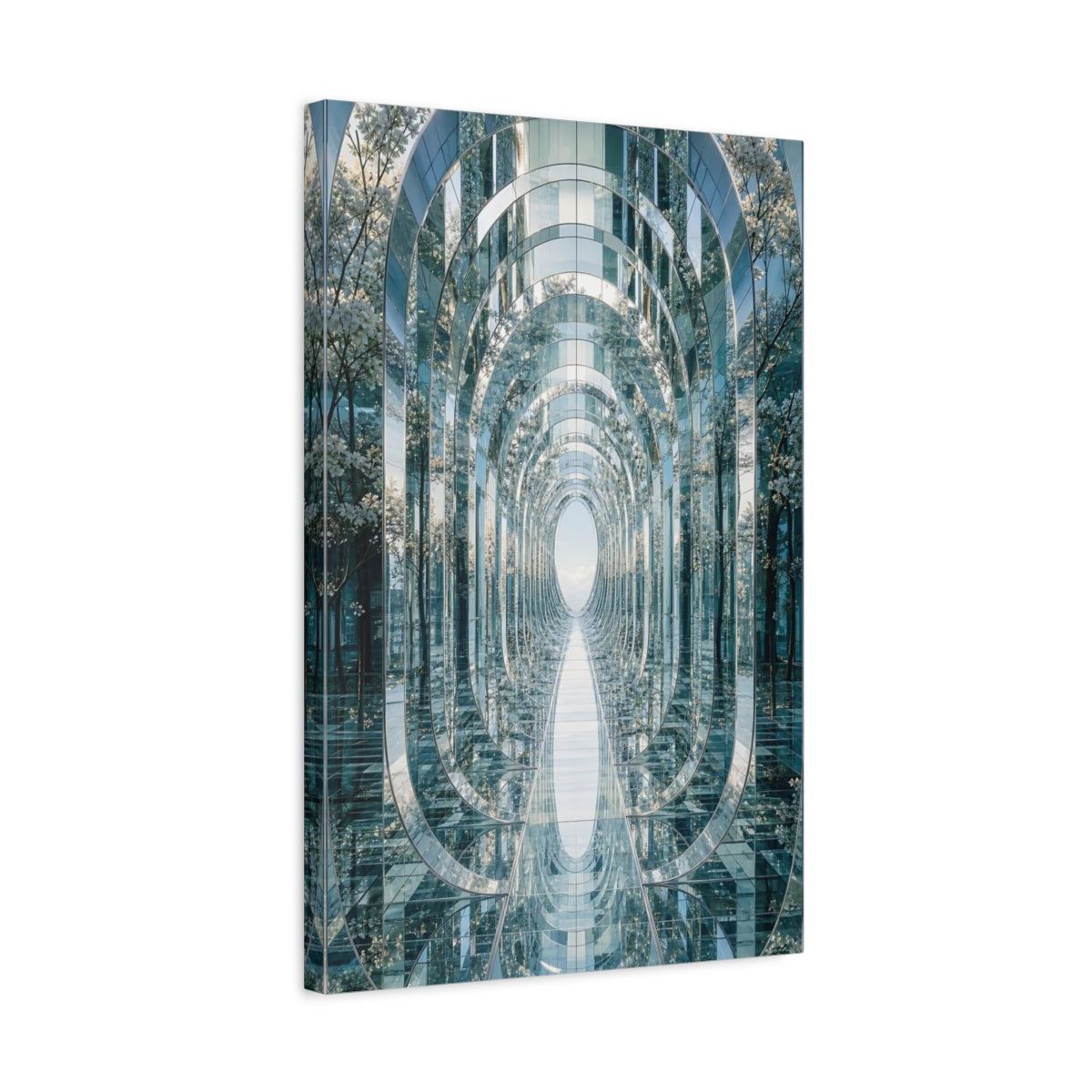 Side Mockup 3. Abstract Mirrored Archway Reflective Archway shown as stretched canvas wall art