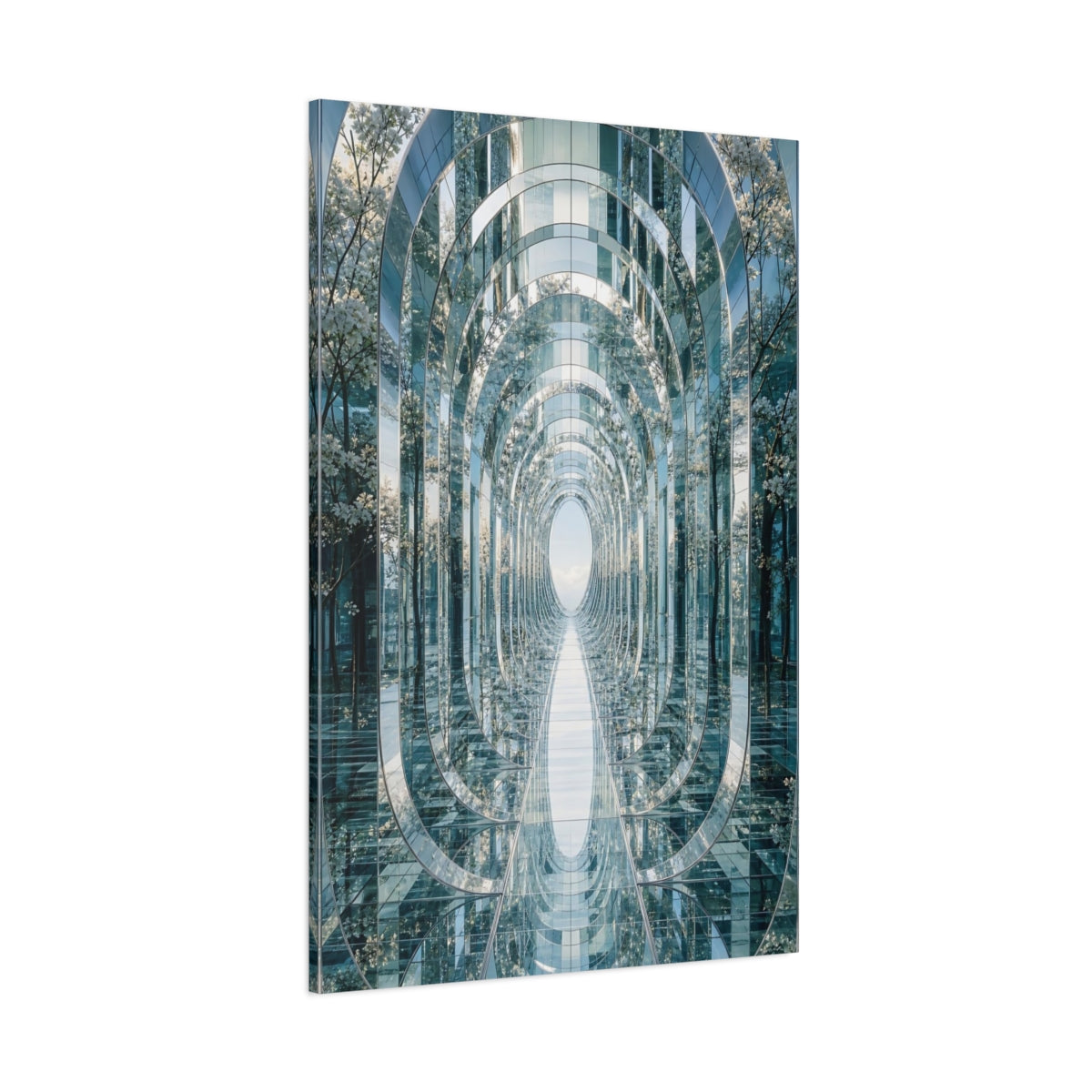Side Mockup 1. Abstract Mirrored Archway Reflective Archway shown as stretched canvas wall art