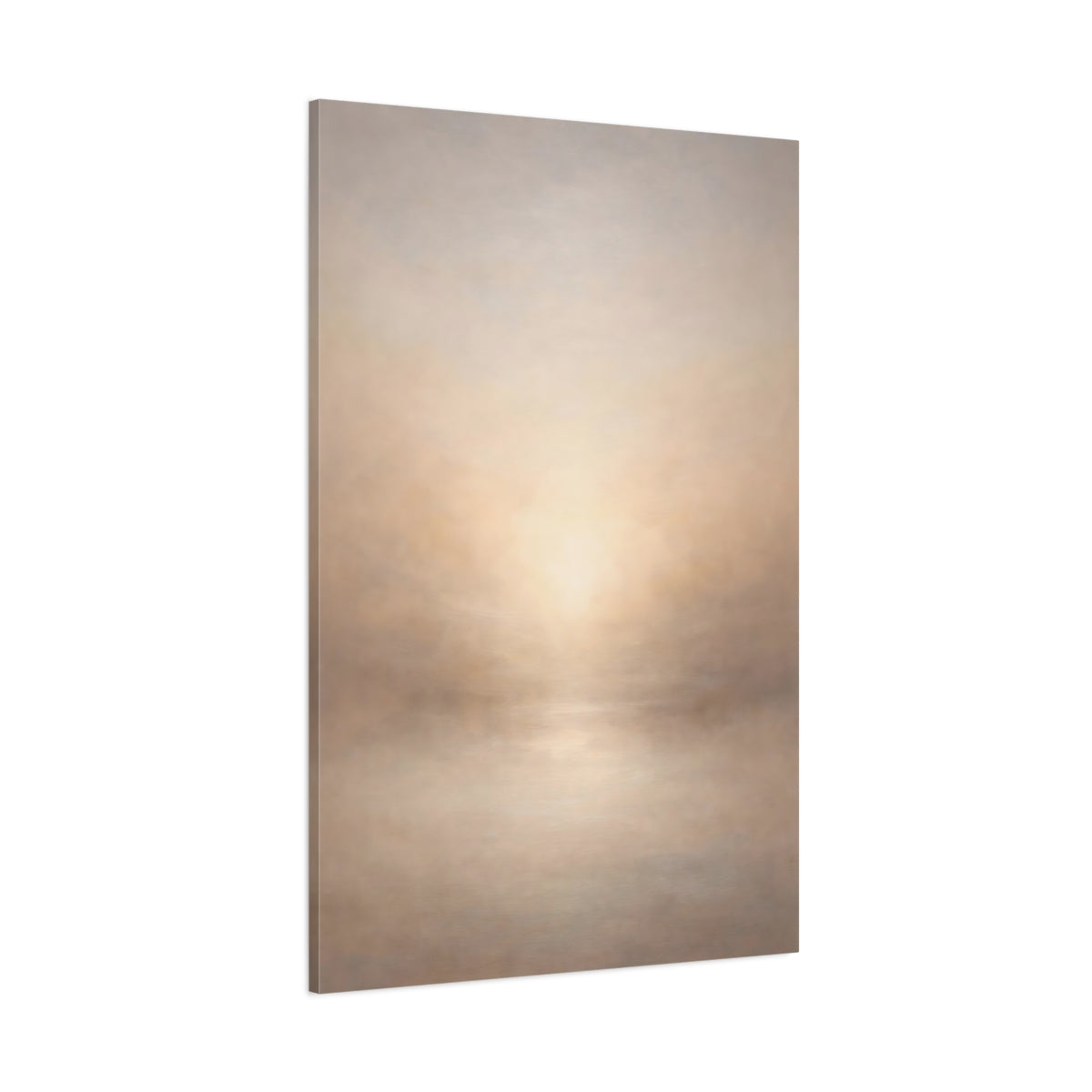 Main Mockup. Abstract Misty Horizon Misty Beige shown as stretched canvas wall art