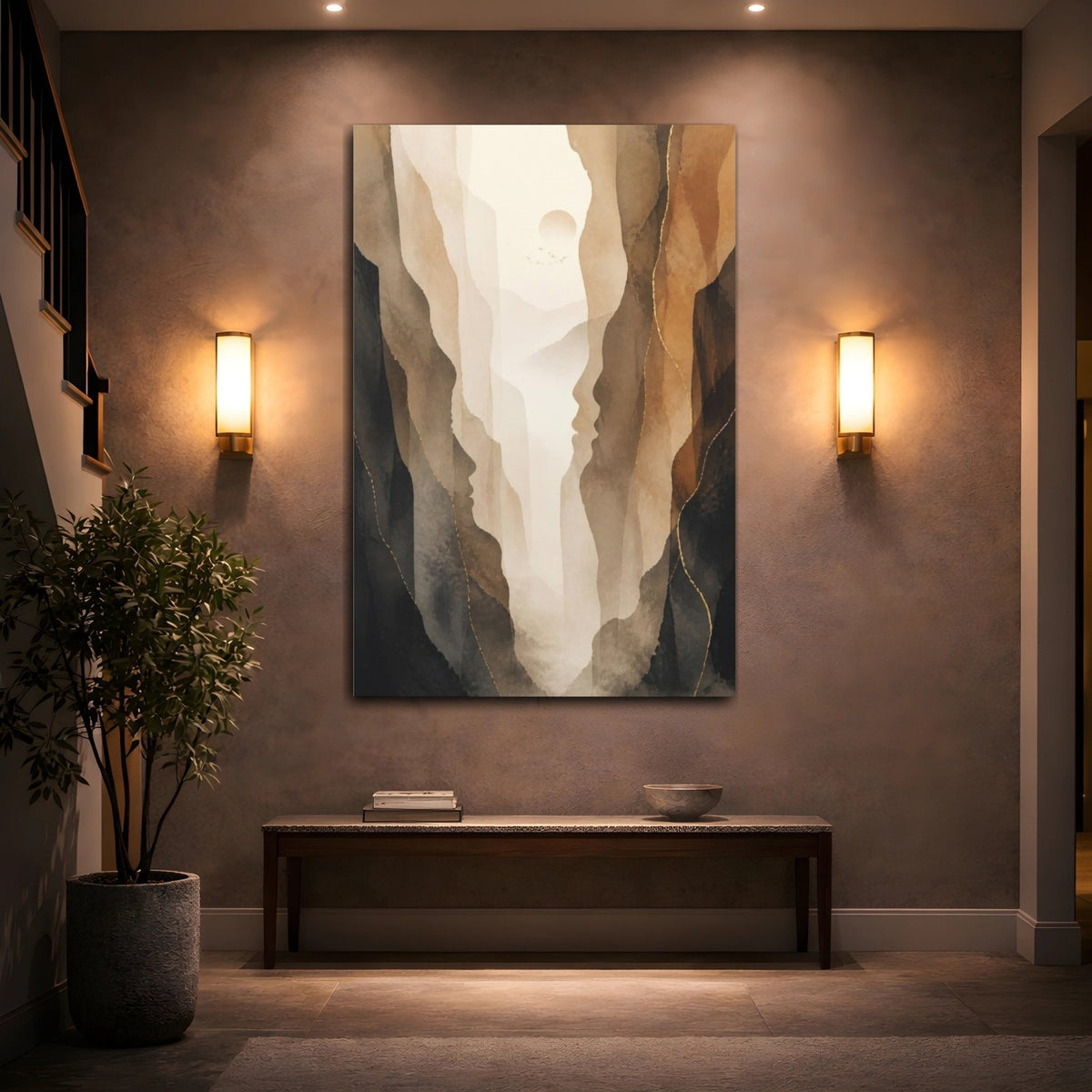 Abstract Misty Valley Canvas Print – Living Room, Above Console Table - YesArtYes