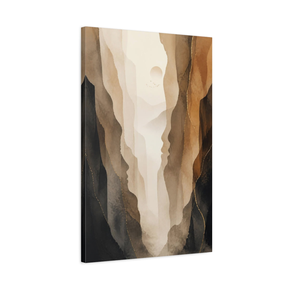 Side Mockup 2. Abstract Misty Valley shown as canvas print