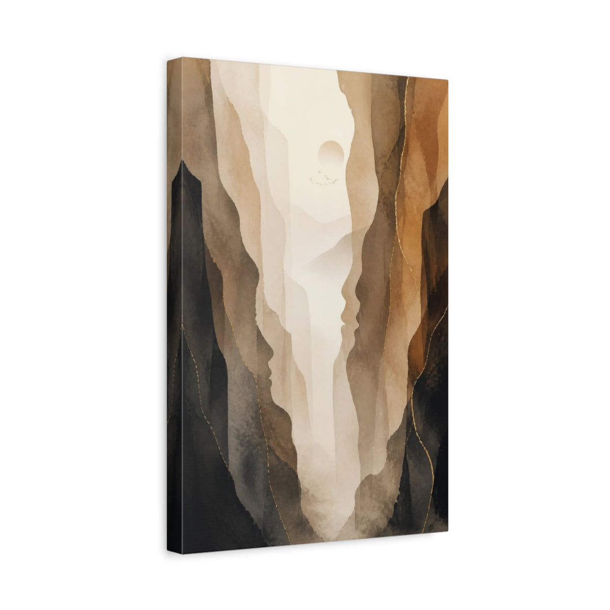 Side Mockup 4. Abstract Misty Valley shown as canvas print