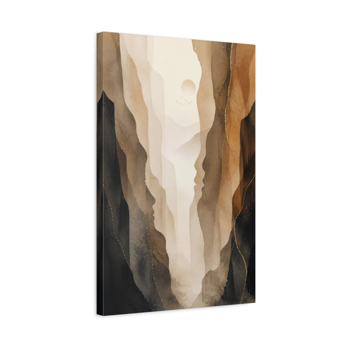 Side Mockup 3. Abstract Misty Valley shown as canvas print