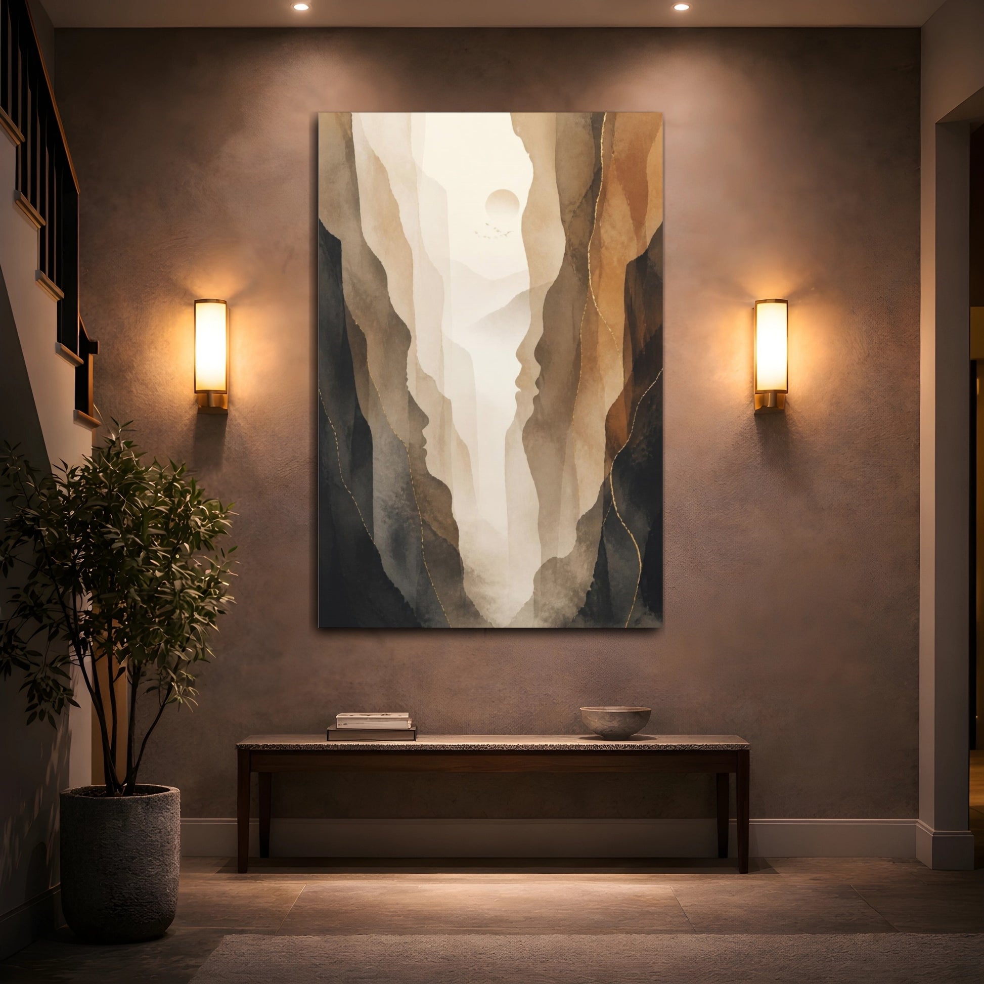 Mockup 2. Abstract Misty Valley shown as canvas print