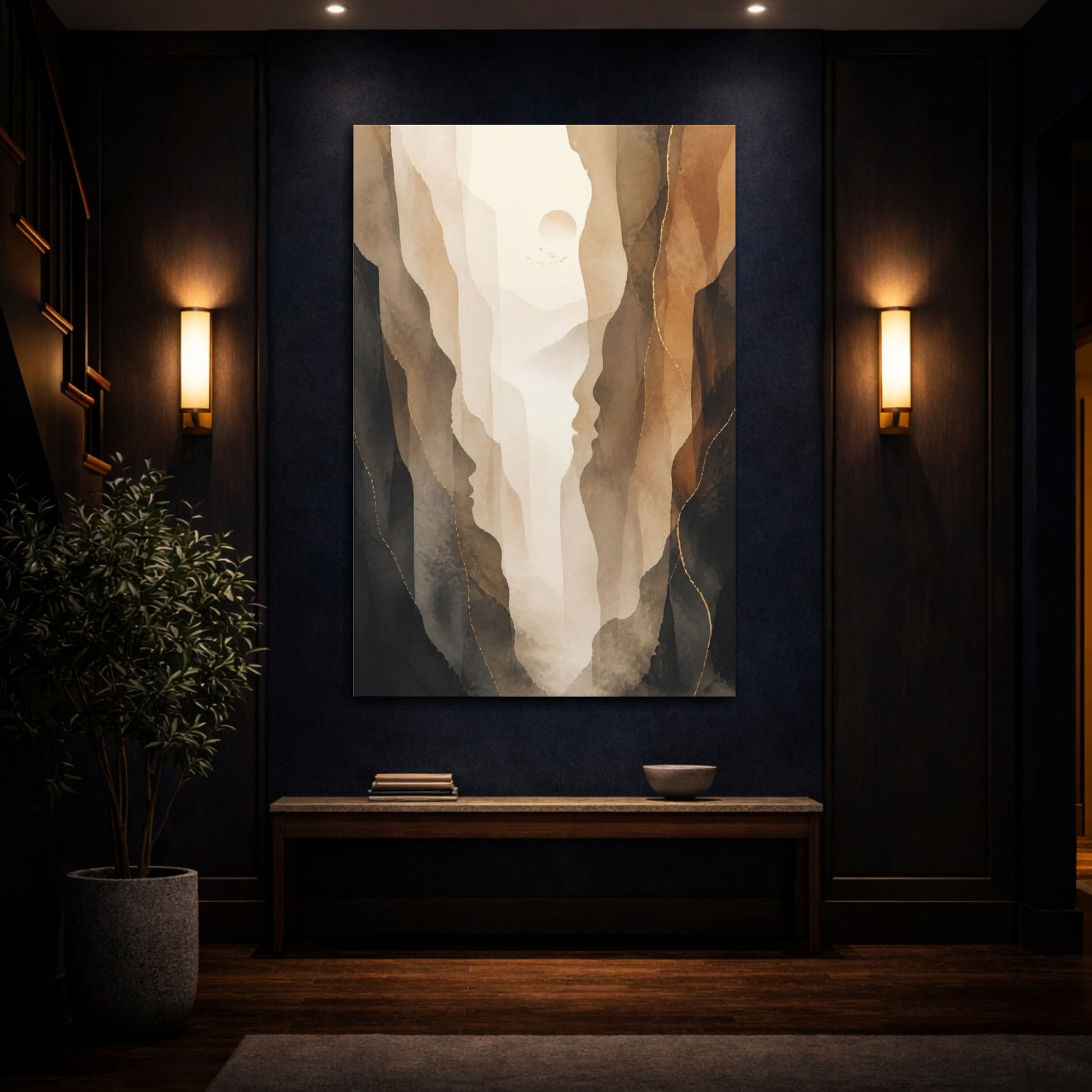 Mockup 4. Abstract Misty Valley shown as canvas print