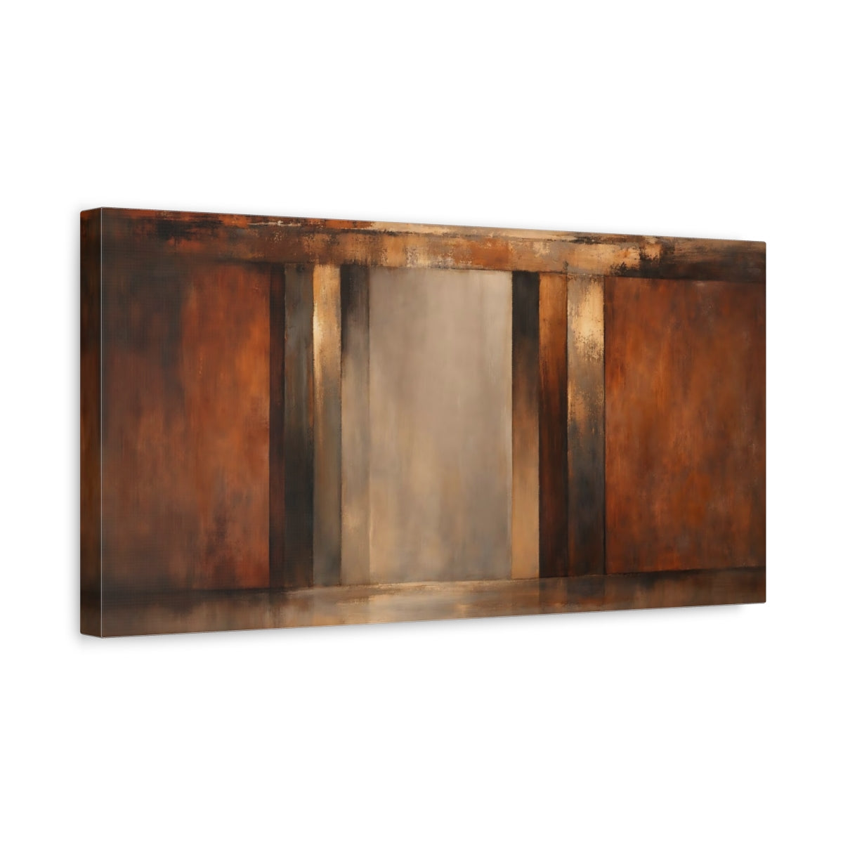 Side Mockup 3. Abstract Abstract Blocks Brown Grey Abstract shown as stretched canvas wall art
