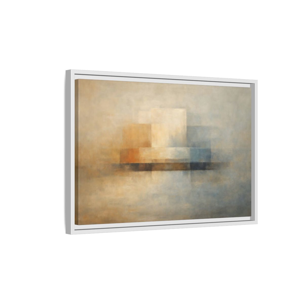 Side Mockup 1. Abstract Abstract Forms Neutral Abstract shown as stretched canvas wall art