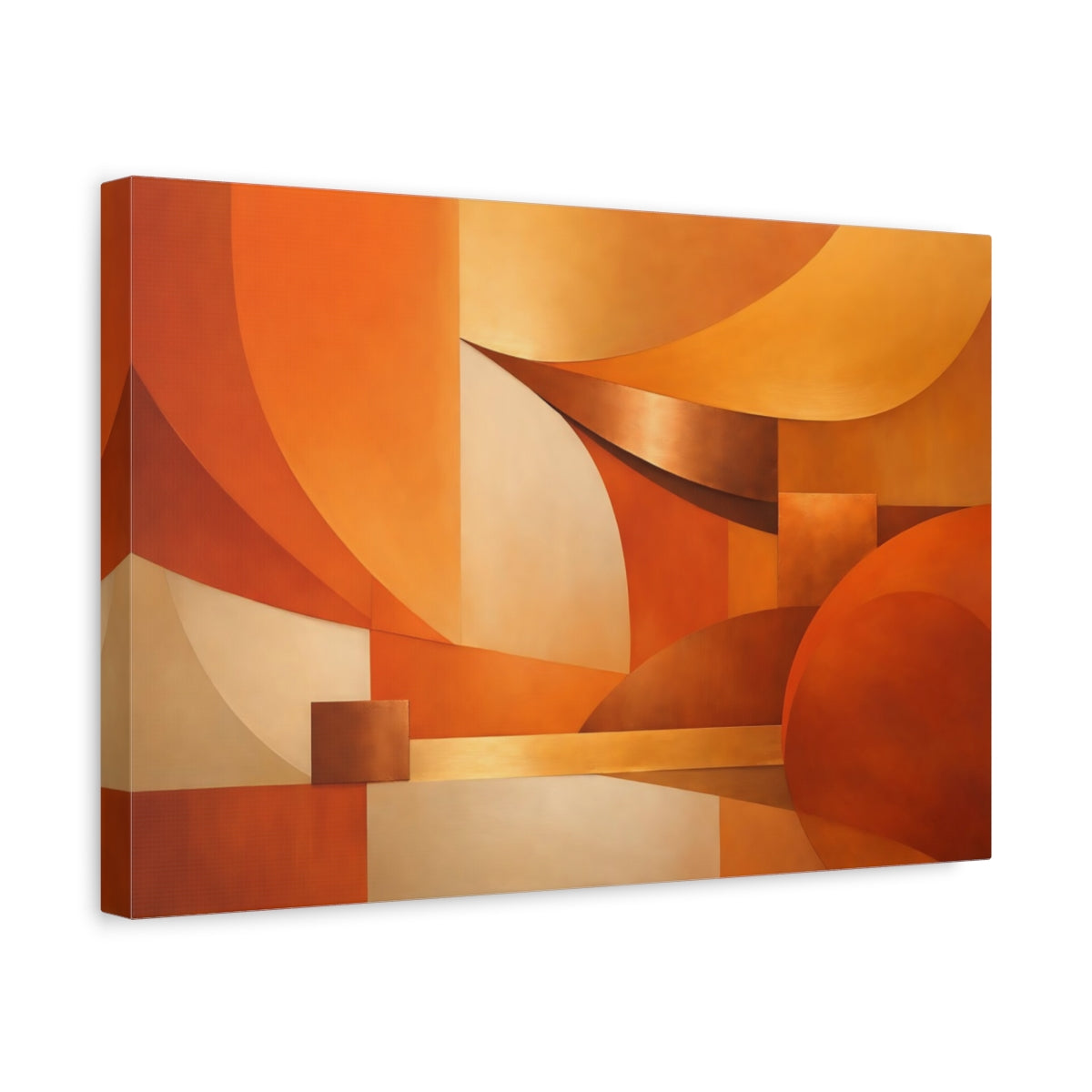 Side Mockup 4. Abstract Abstract Forms Orange Abstract shown as stretched canvas wall art