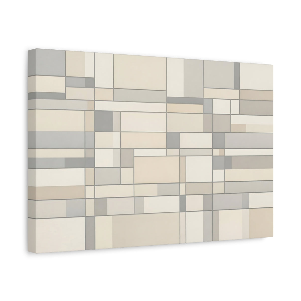 Side Mockup 4. Abstract Geometric Pattern Grey Cream Geometric shown as stretched canvas wall art