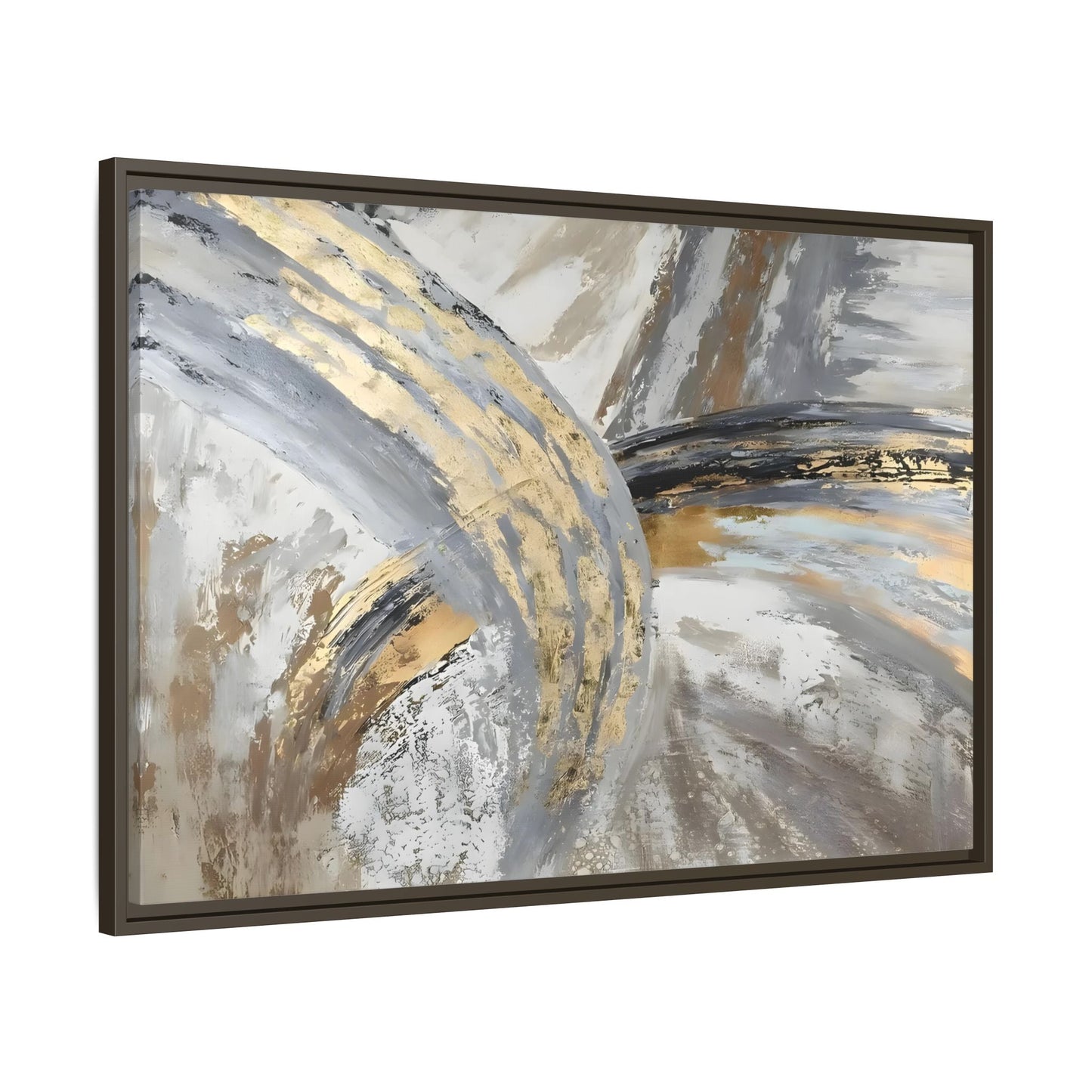 Abstract Modern Gold Grey Silver Canvas Wall Art Print