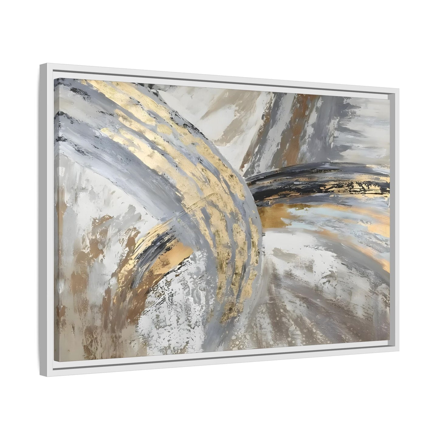 Abstract Modern Gold Grey Silver Canvas Wall Art Print