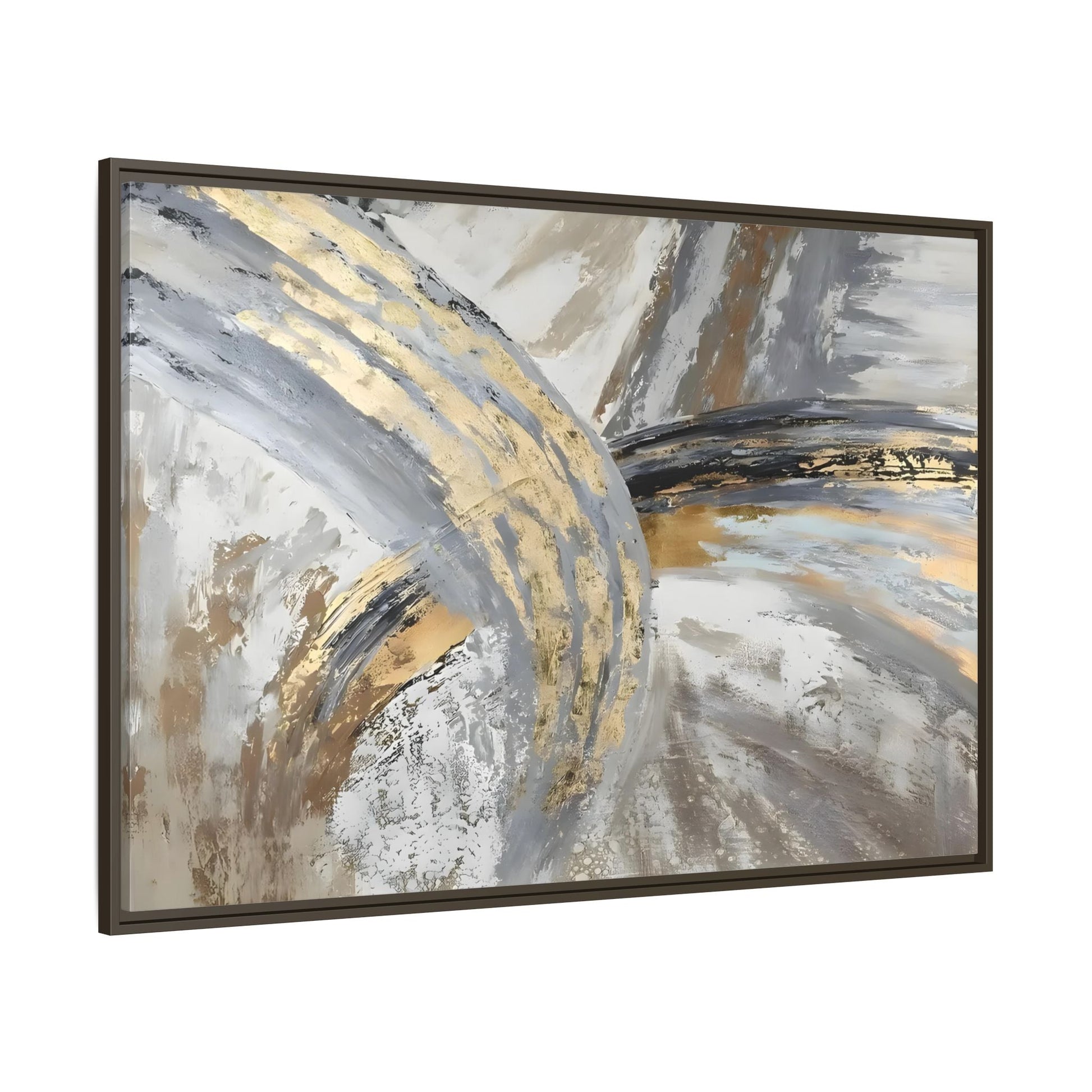 Abstract Modern Gold Grey Silver Canvas Wall Art Print