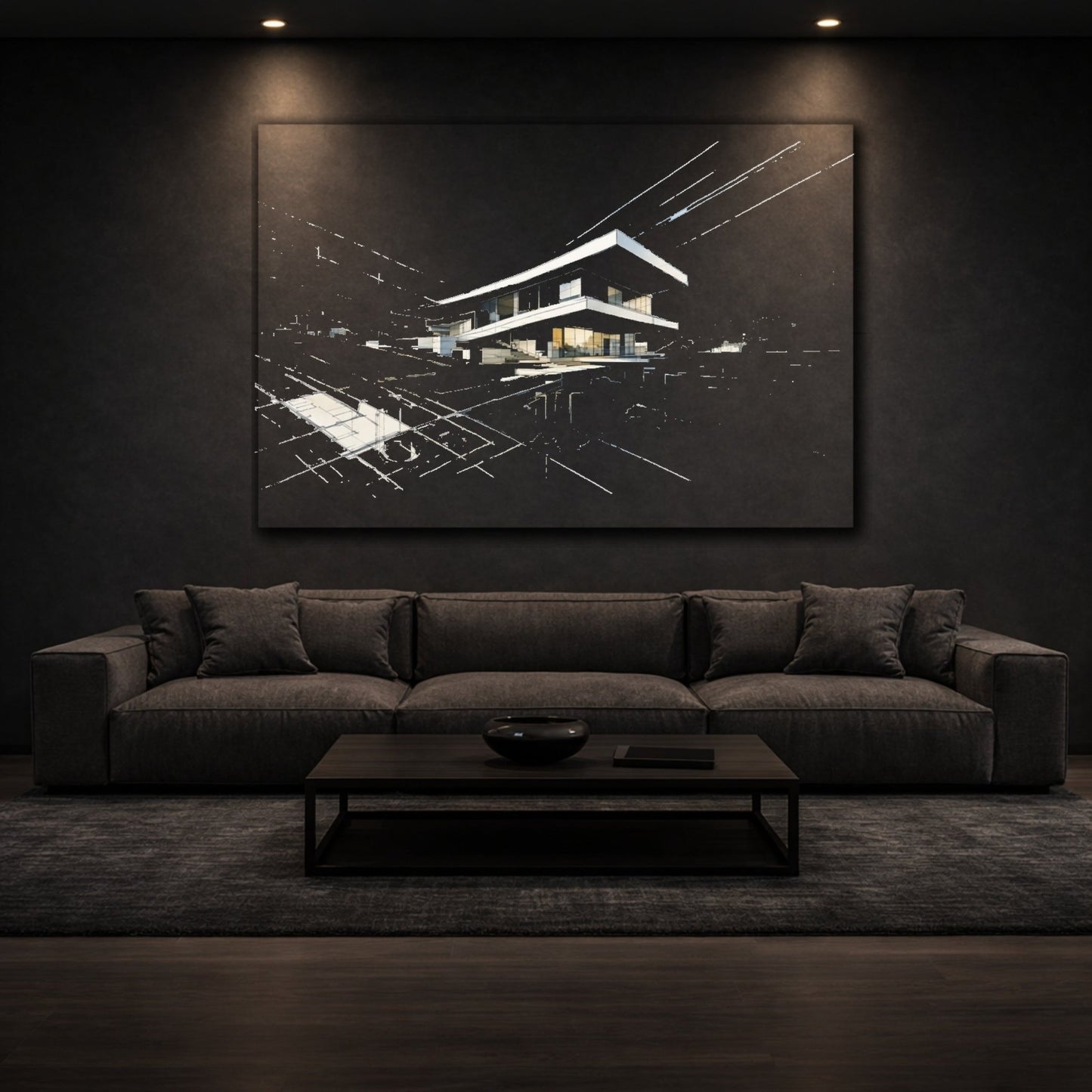 Abstract Modern House Architectural - Canvas Wall Art Print - YesArtYes
