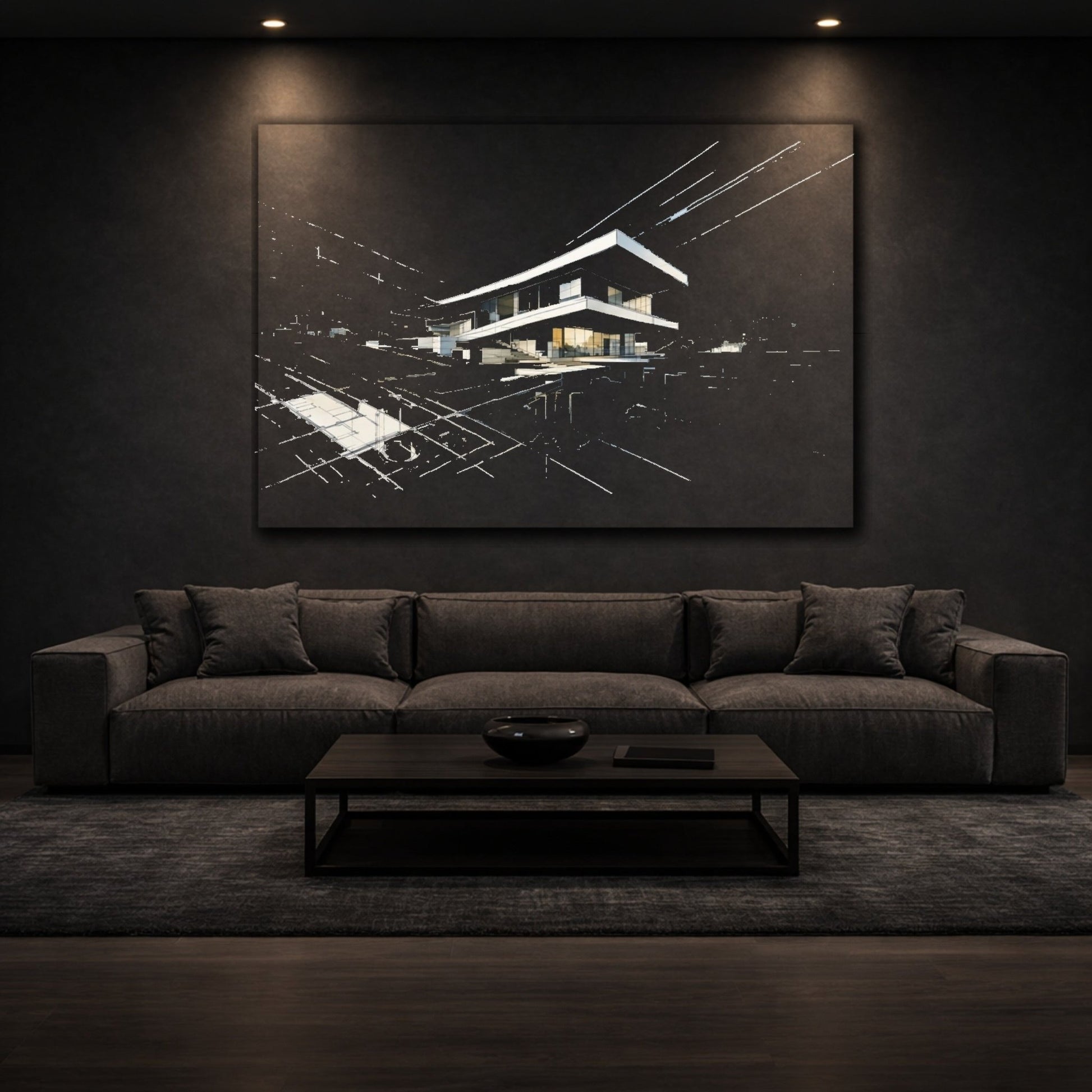 Abstract Modern House Architectural - Canvas Wall Art Print - YesArtYes