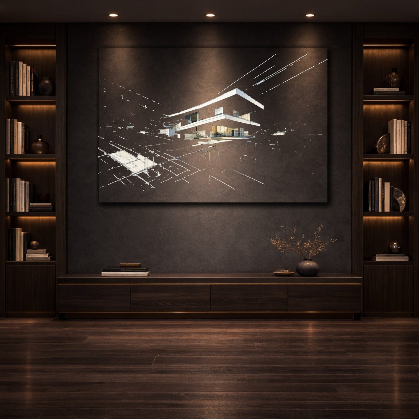 Abstract Modern House Architectural - Canvas Wall Art Print - YesArtYes