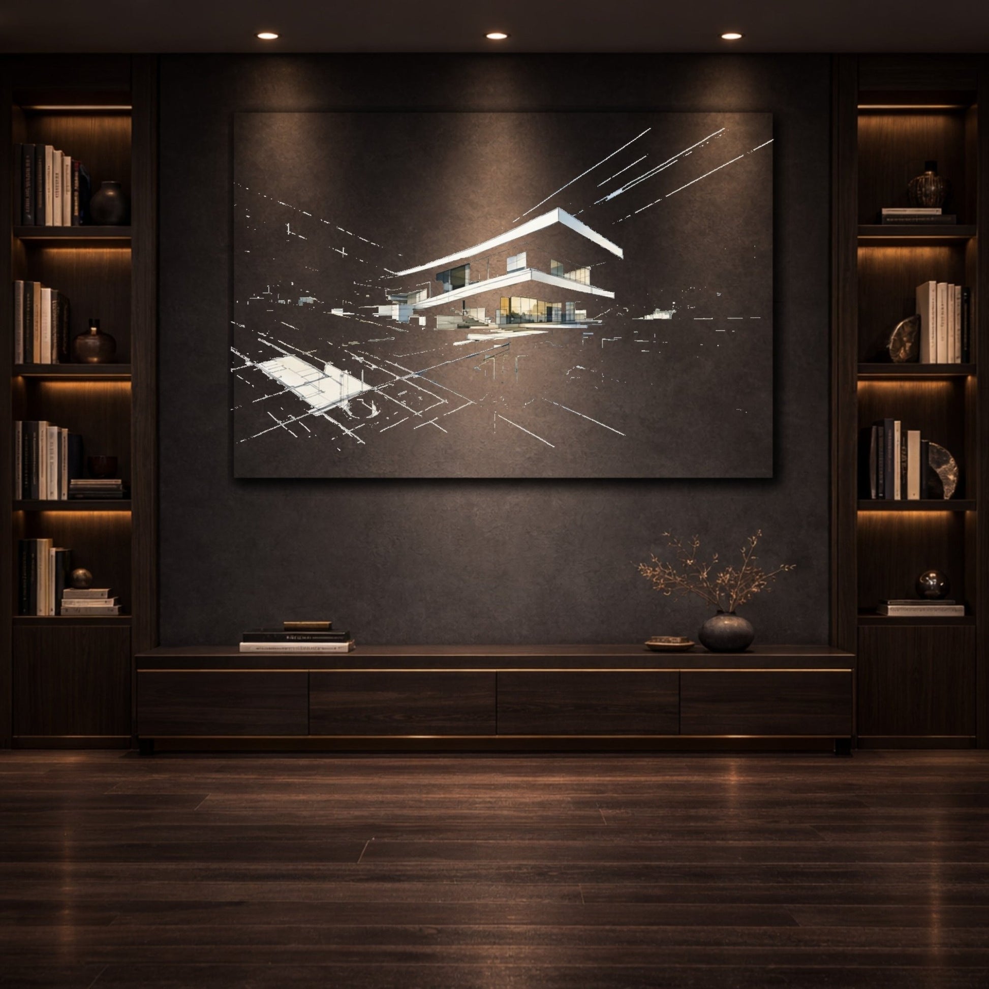 Abstract Modern House Architectural - Canvas Wall Art Print - YesArtYes