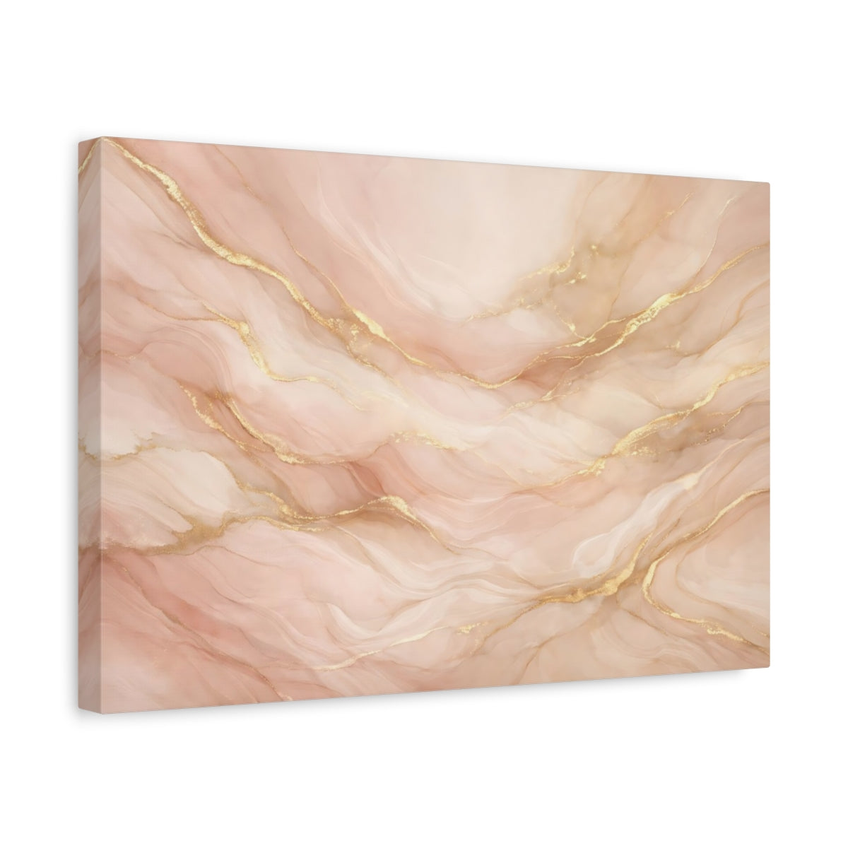 Side Mockup 4. Abstract Abstract Marble Pink And Gold shown as stretched canvas wall art