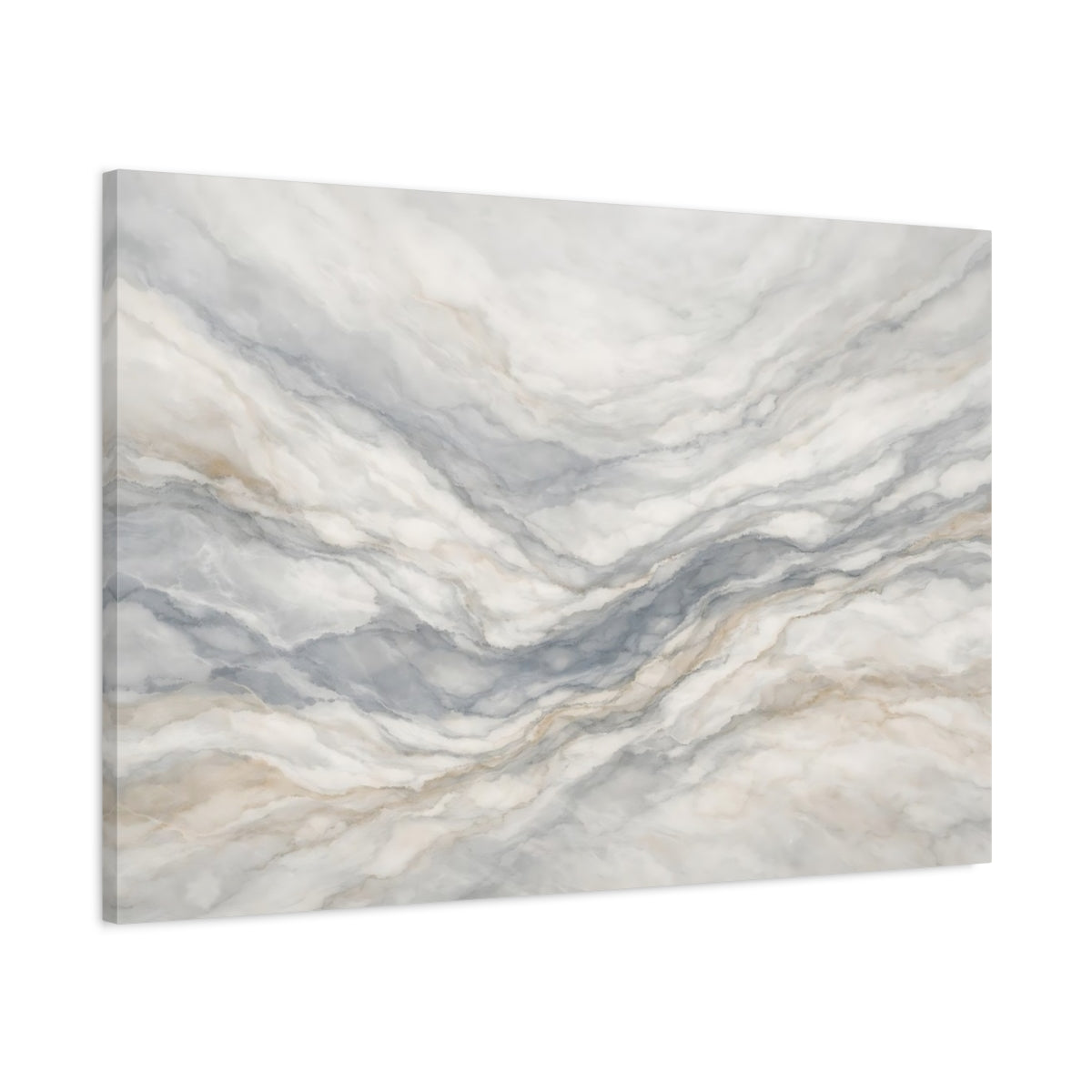 Side Mockup 1. Abstract Marble Texture Gray Gold Marble shown as stretched canvas wall art