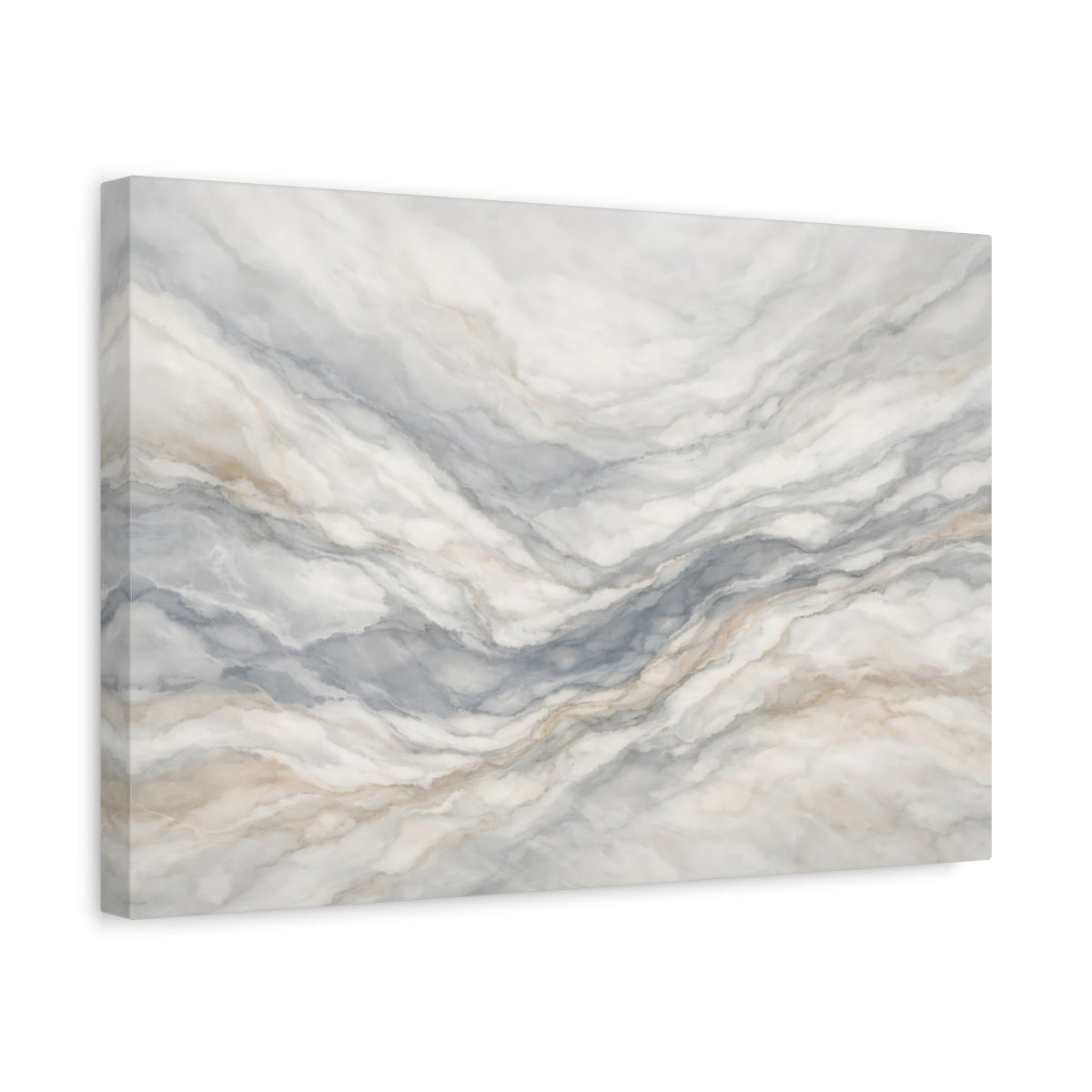 Side Mockup 4. Abstract Marble Texture Gray Gold Marble shown as stretched canvas wall art