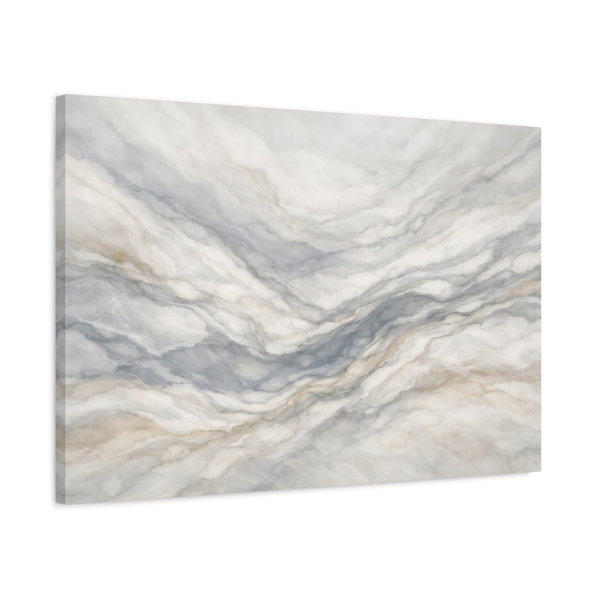 Side Mockup 2. Abstract Marble Texture Gray Gold Marble shown as stretched canvas wall art