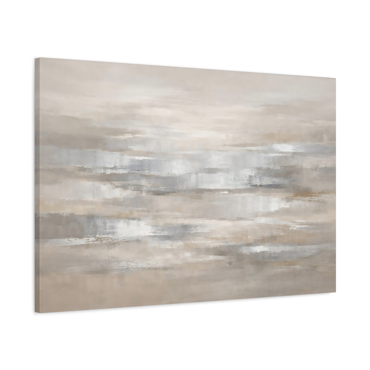 Side Mockup 1. Abstract Abstract Strokes Neutral Abstract shown as stretched canvas wall art